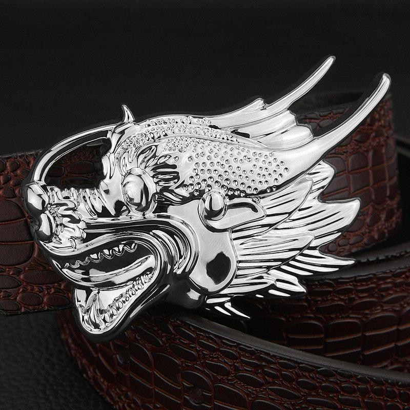 Black Crocodile Logo - Chinese Faucet Luxury Metal Buckle Cowskin crocodile logo belts