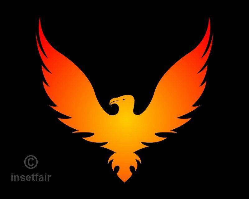 Phoenix Fire Logo - Phoenix bird with fire logo on black background