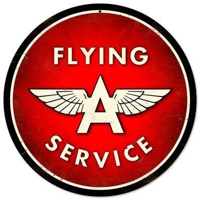 Vintage Oil Company Logo - Flying A Service Steel Sign | Round | Metal | Nostalgic | Vintage ...