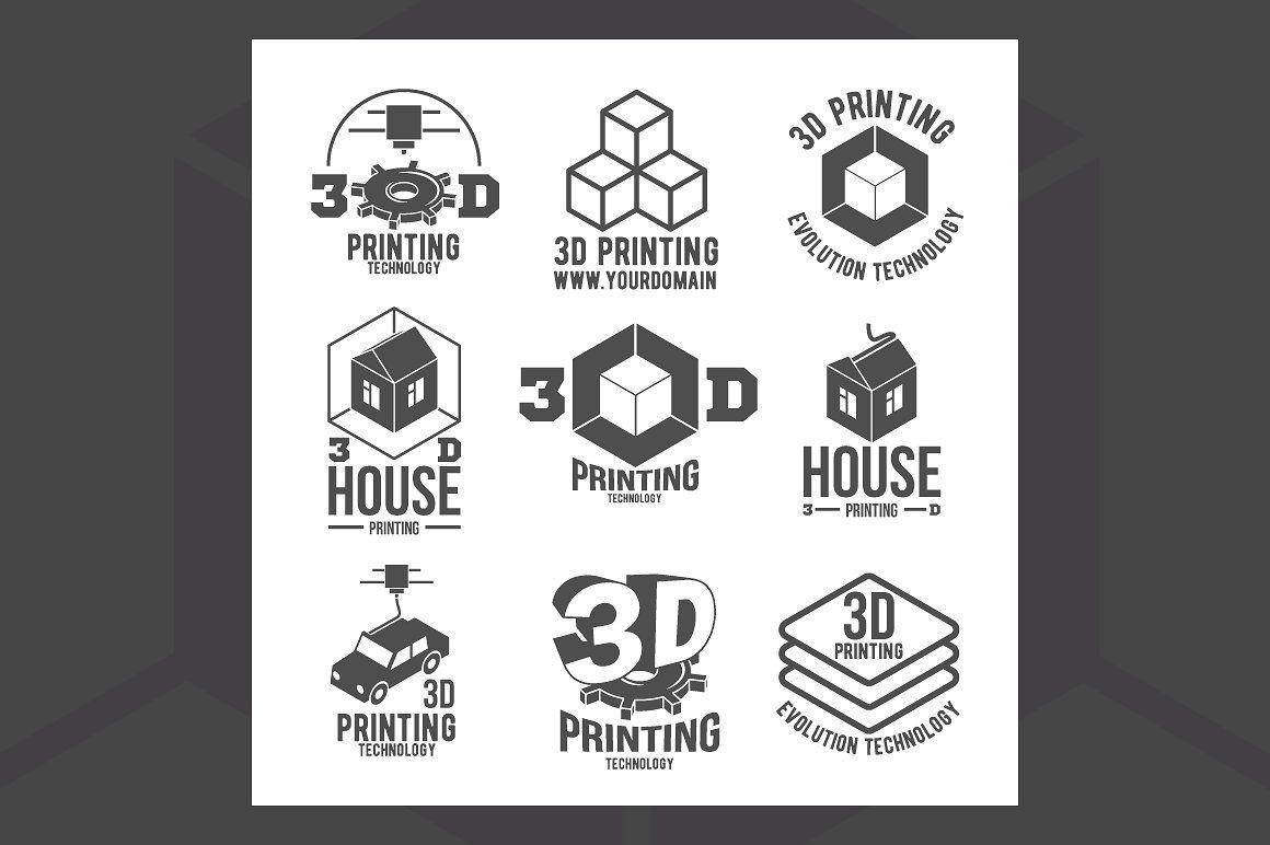 Printer Logo - 3D printer icons and logotypes ~ Logo Templates ~ Creative Market