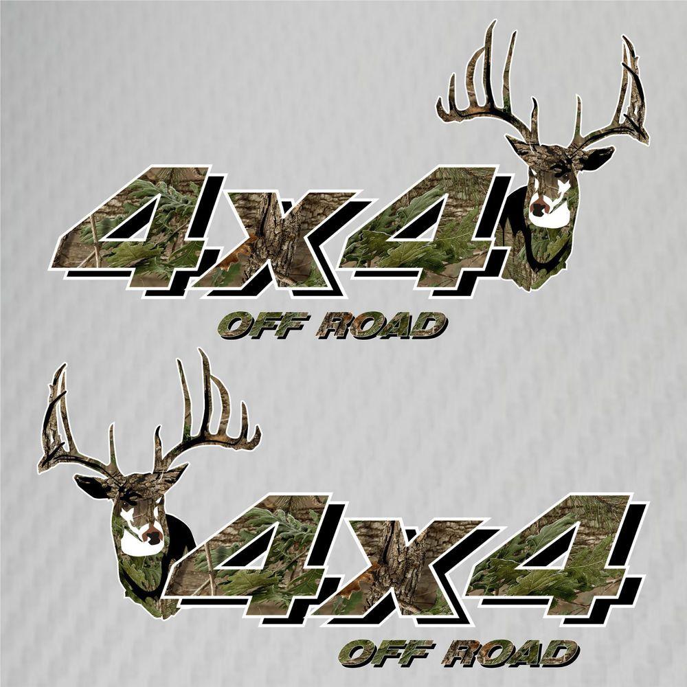 Camo Deer Logo - 4x4 Truck Off Road Hunting Deer Camo Decals Ford Chevy GMC Dodge ...