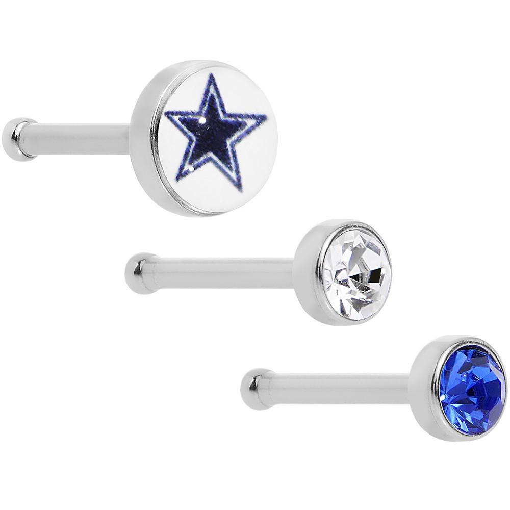 NFL Cowboys Logo - Gauge Licensed NFL Dallas Cowboys Logo Nose Bone 3 Pack