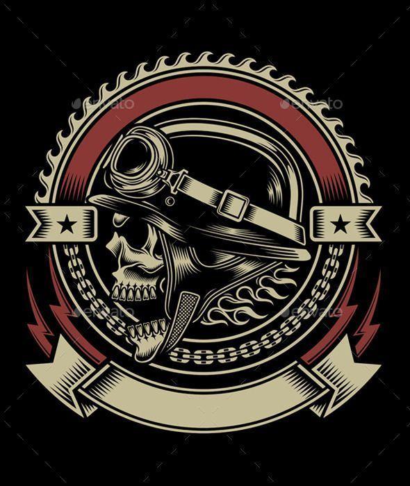 Motorcycle Skull Logo - Vintage Biker Skull Emblem - Retro Technology: | biker skulls ...