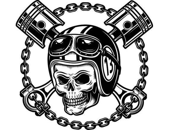 Motorcycle Skull Logo - Motorcycle Logo 4 Vintage Retro Skull Racing Helmet Goggles