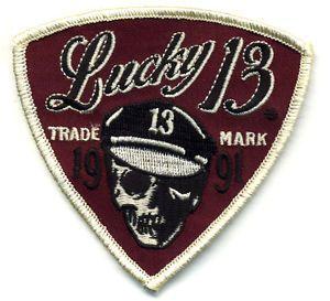 Motorcycle Skull Logo - Lucky 13 Patch Badge Sleeve Motorcycle Skull Logo Hot Rod Drag race