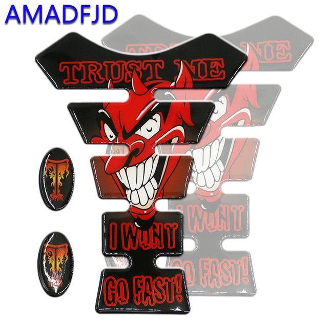 Motorcycle Skull Logo - AMADFJD Motorcycle Sticker Decals Tank Pad 3D 3M Devil Skull Logo ...