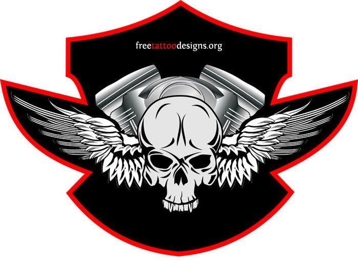 Motorcycle Skull Logo - Biker And Harley Davidson Tattoos