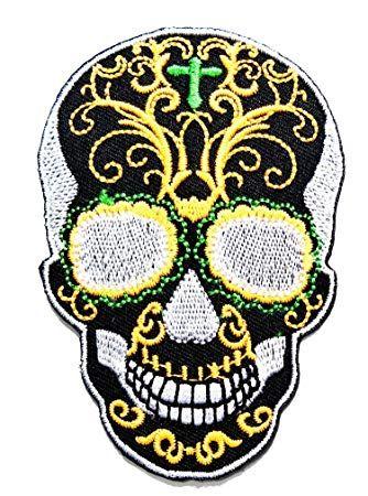 Motorcycle Skull Logo - HHO Colorful Yellow Black Skull With glasses Sunflower