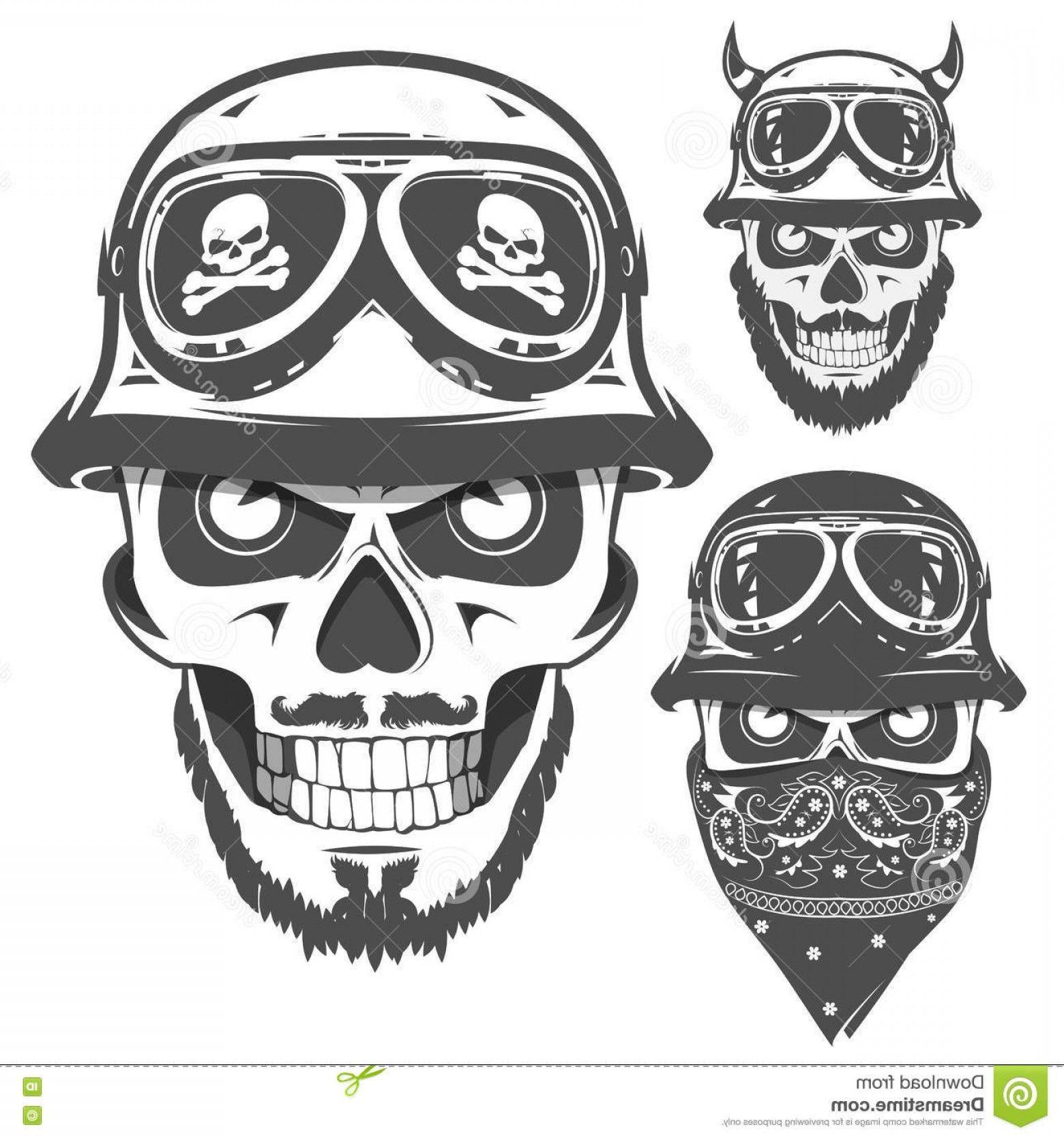 Motorcycle Skull Logo - Stock Illustration Set Motorcycle Skull Vintage Style Emblems Logo