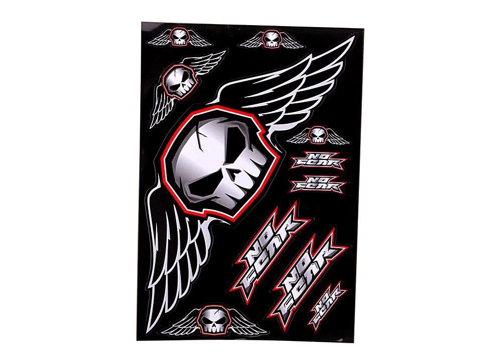 Motorcycle Skull Logo - Motorcycle Decal with Angel Skull Logo Black 5pcs HK-Q01405, Buy at ...