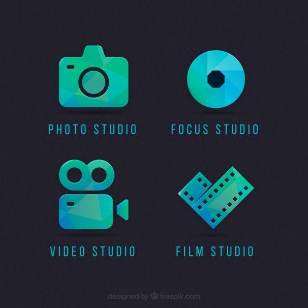 Movie Camera Logo - Camera logos in green and blue color Vector
