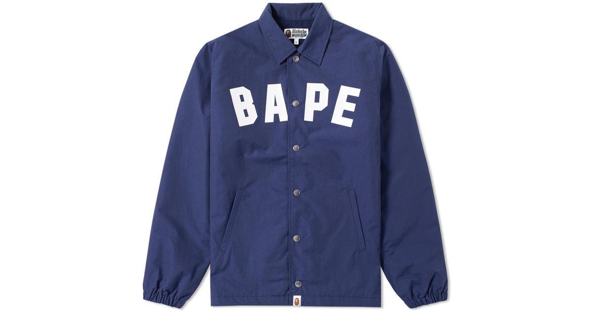 Blue BAPE Logo - Lyst - A Bathing Ape Bape Coach Jacket in Blue for Men