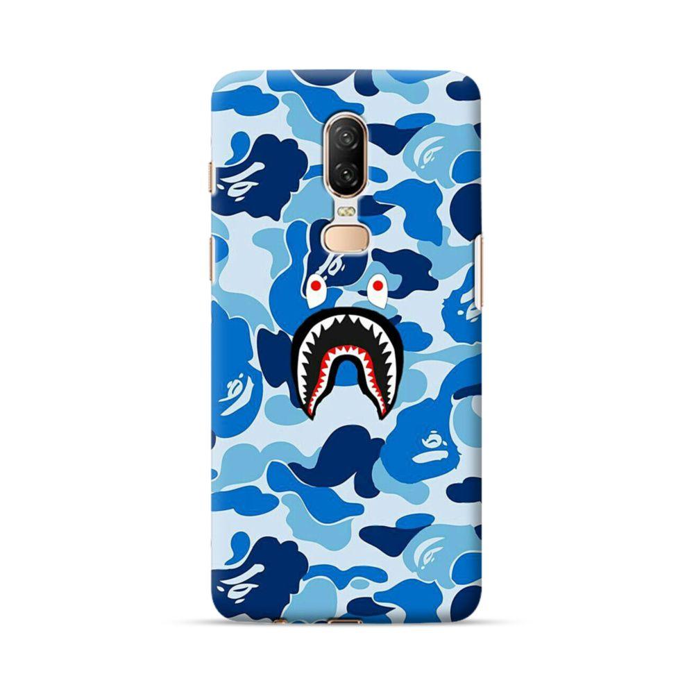 Blue BAPE Shark Logo - Bape Shark Blue Camo OnePlus 6 Case | CaseFormula