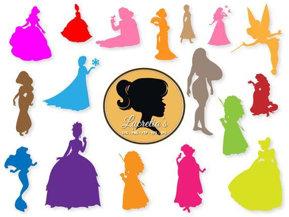 Princess Logo - Disney princess silhouette dxf Princess clipart SVG files | Etsy
