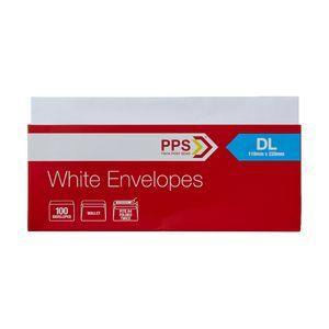 Red Envelope with White Logo - PPS Plainface DL White Envelopes 500 Pack