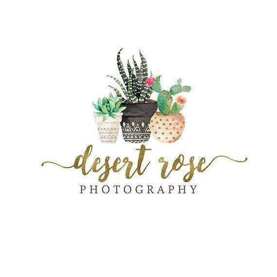 Cactus Logo - Cactus logo design Premade succulent in pot logo with gold