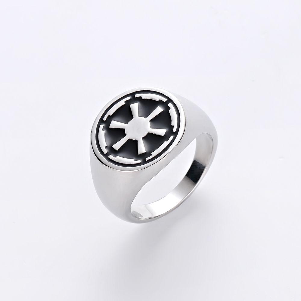 Silver Imperial Logo - Star Wars Empire Imperial logo Ring, the Silver Color Enamel Ring