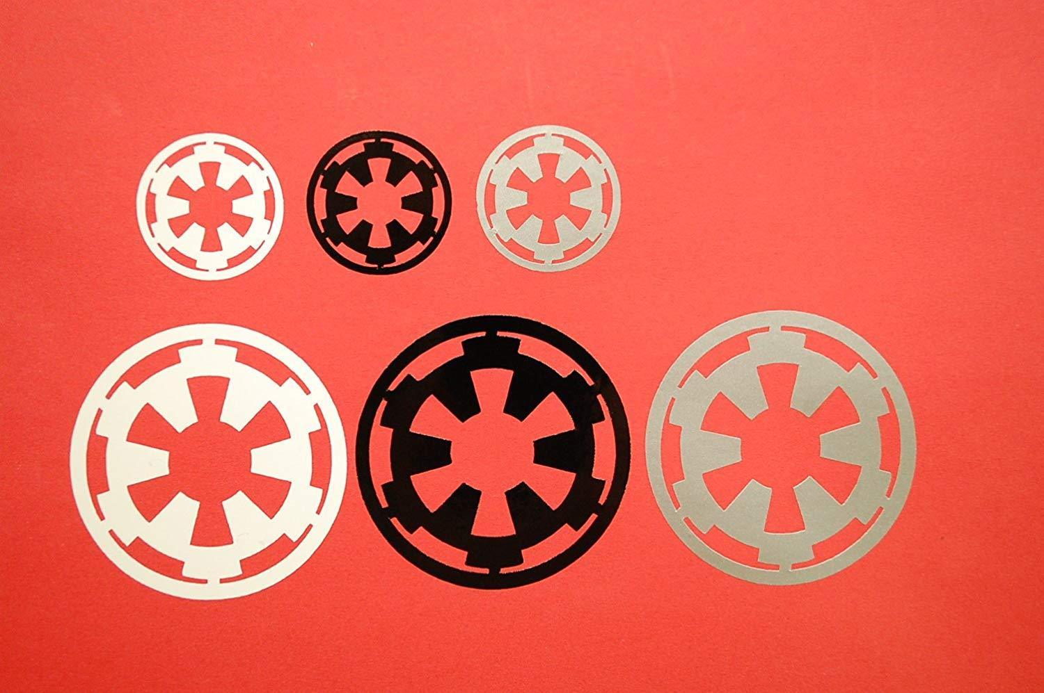 Imperail Logo - Set Of Star Wars Galactic Empire Imperial Logo Sticker Vinyl Decals (Six  Pack!) White, Black,Silver 1