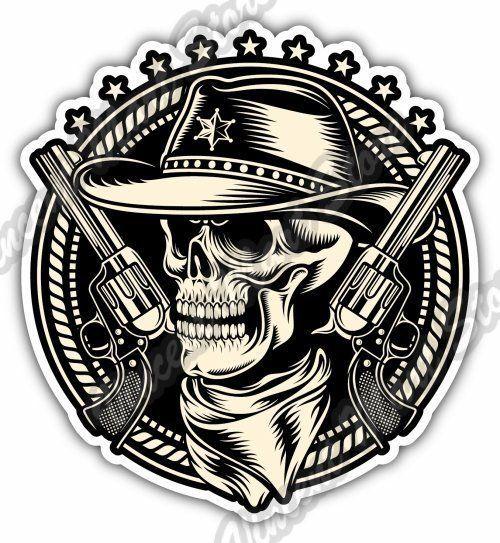 Cowboys Outlaw Logo - Outlaw Skull Cowboy Revolver Gun Car Bumper Window Vinyl Sticker