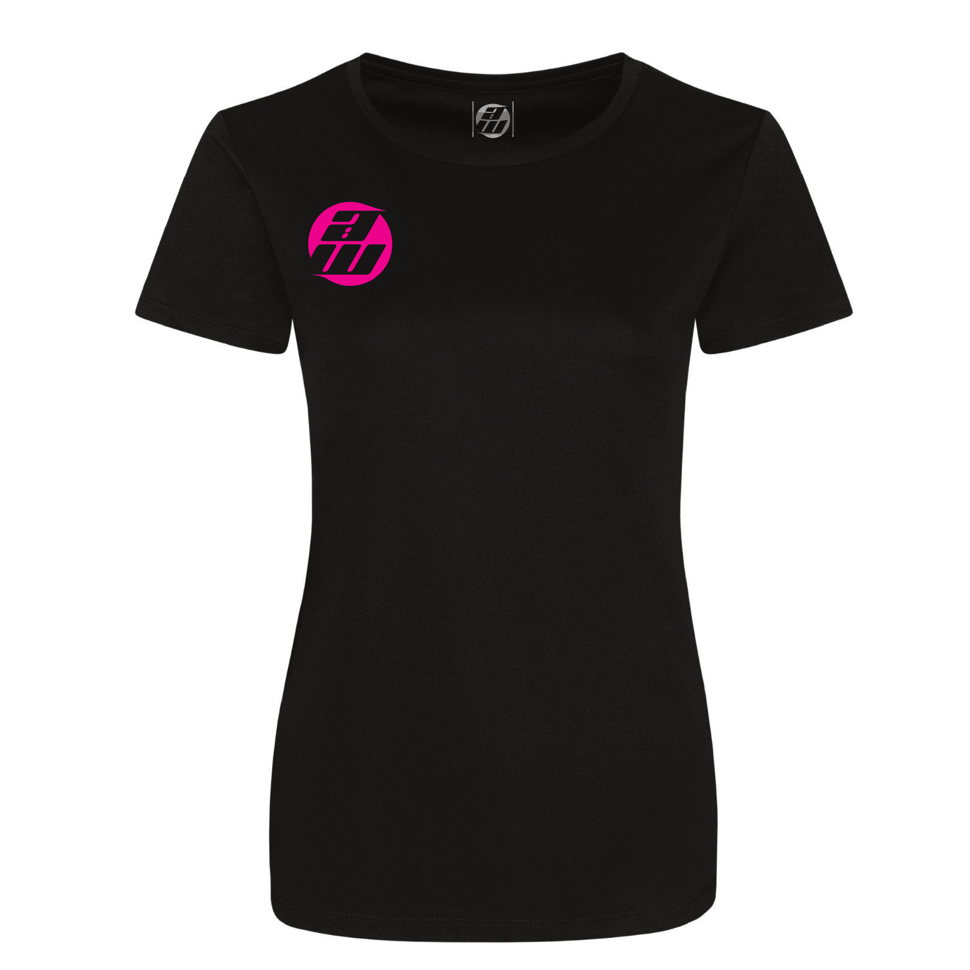 Pink T Logo - NEW Ladies Black T Shirt (Pink Logo)