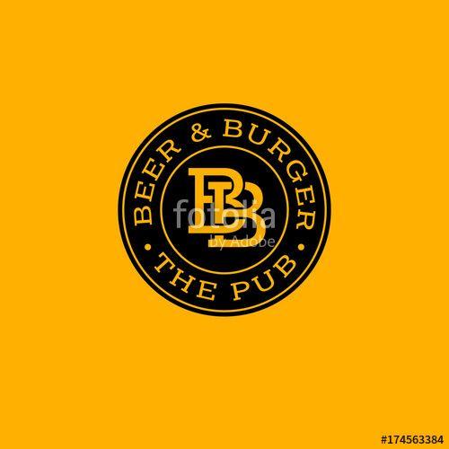 B B In Circle Logo - BB letter. Beer Pub logo. Beer and burger pub emblem. Monogram ...