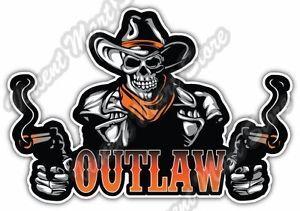 Cowboys Outlaw Logo - Outlaw Skull Western Cowboy Bandit Gun Car Bumper Vinyl Sticker