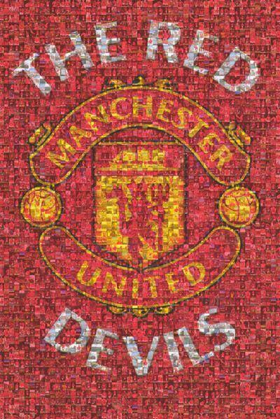Red Devils Soccer Logo - Manchester United FC Red Devils Photomosaic Poster 24x36. Red