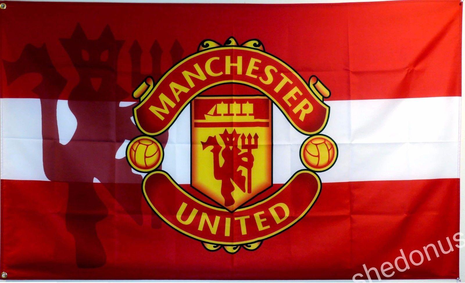 Red Devils Soccer Logo - Manchester United Flag Banner 3x5 ft England Premier Football Soccer ...