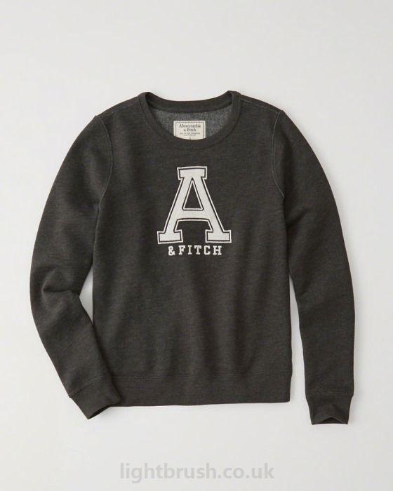 Abercrombie and Fitch Logo - Women's Varsity Logo Sweatshirt Abercrombie & Fitch - Dark Grey ...