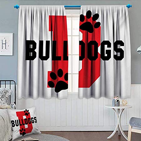 Red Black White B Logo - Chaneyhouse English Bulldog Thermal Insulating Blackout Curtain Paw
