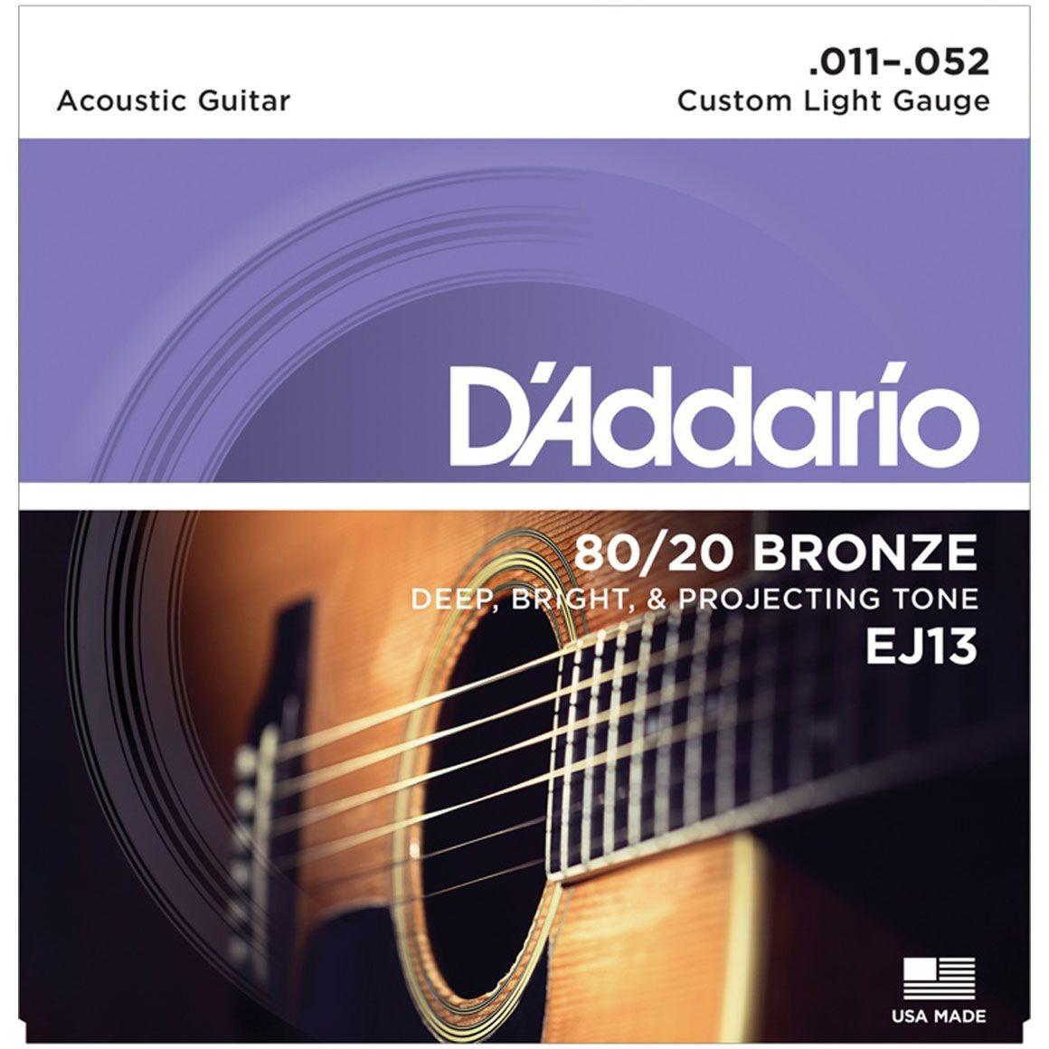 Bronze Yamaha Logo - EJ13 20 Bronze Acoustic Guitar Strings, Custom Light, 11 52