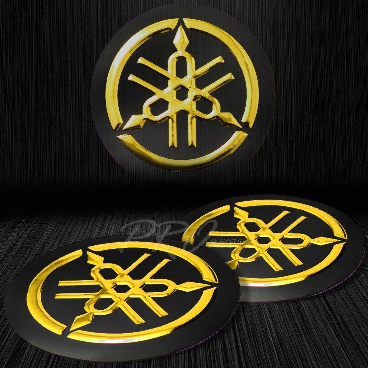 Bronze Yamaha Logo - 2x 2 3D Emblem Decal Logo Fairing Fender Sticker For Yamaha Black+