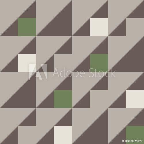 Green and White Triangle and Square Logo - Seamless pattern in gray, brown, white, green colors. Geometrical ...