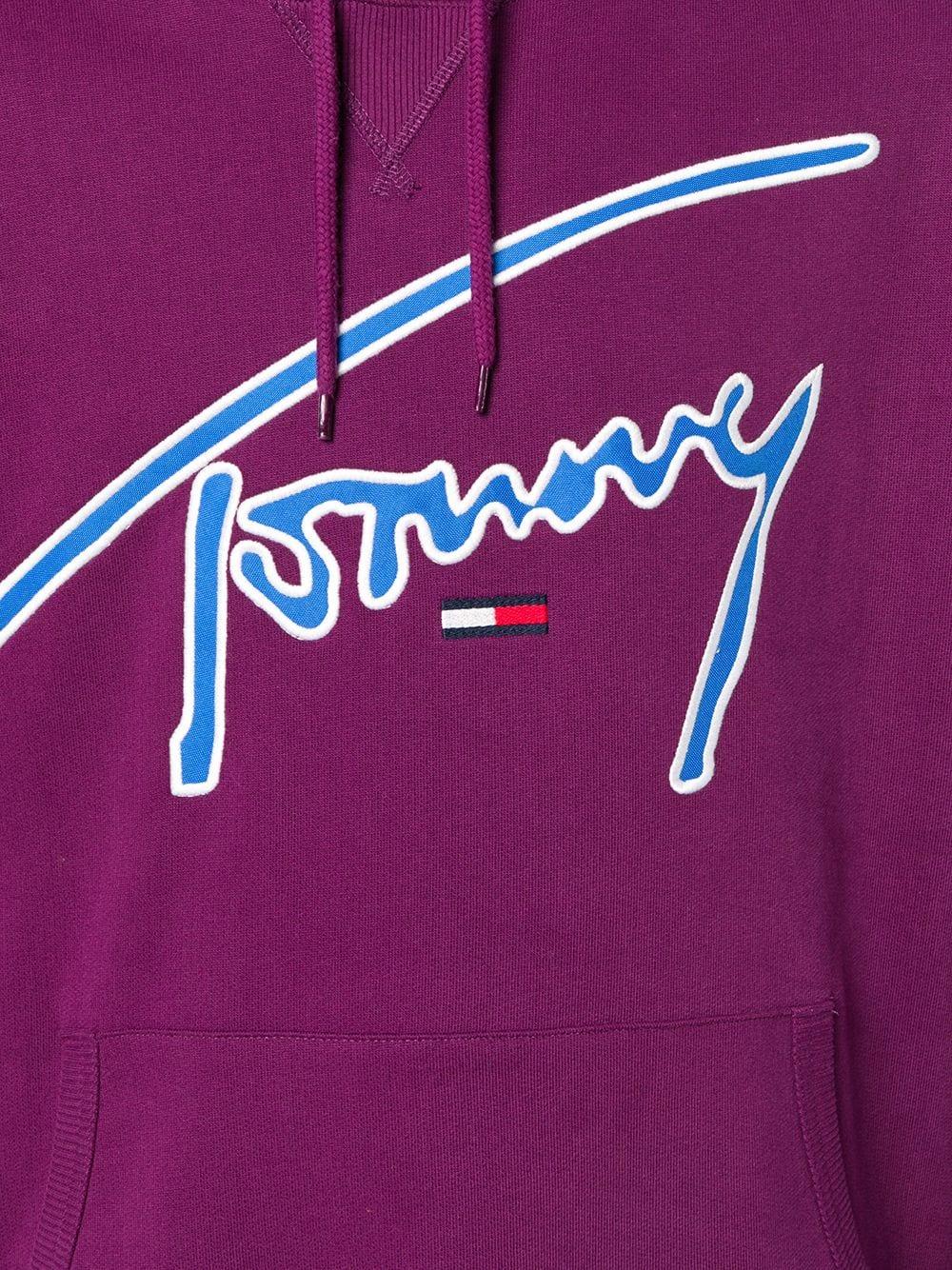 Popular Purple Logo - Tommy Jeans logo embroidered hoodie 571 DARK PURPLE popular XGRHWO