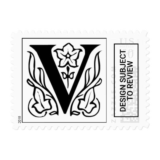 Fancy Letter V Logo - Letter V Fancy Initial Postage Stamps | Zazzle.com