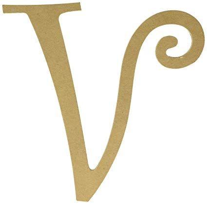 Fancy Letter V Logo - Amazon.com: Darice U9190-906V MDF Fancy Script Letter V, 8