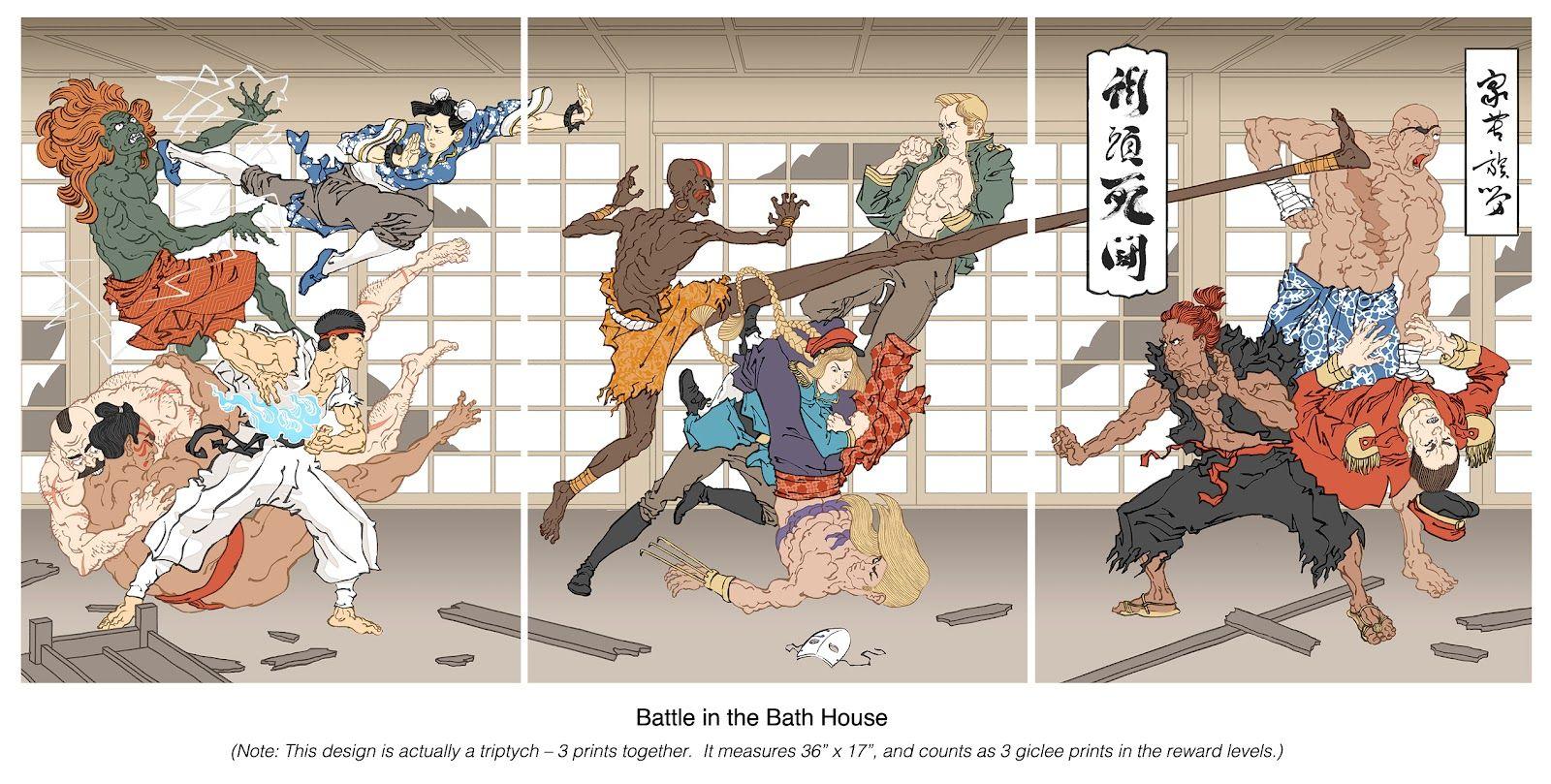 Street Fighter Japanese Logo - Ukiyo-e Video Game Heroes by Jed Henry
