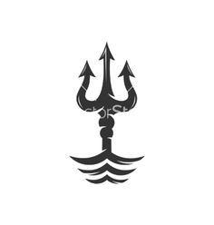 Trident Wave Logo - Trident on the waves logo vector. Тату. Trident