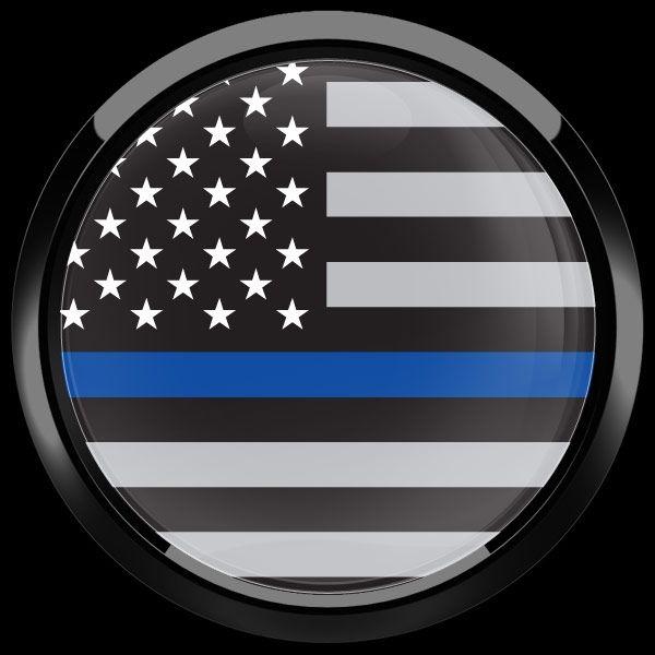 Thin Blue Circle Logo - Dome Badge-THIN BLUE LINE FLAG US