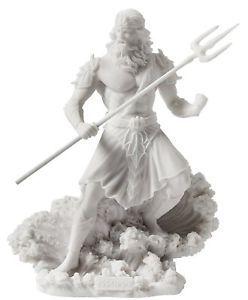 Trident Wave Logo - Poseidon Standing Holding Trident On Wave White Figurine Statue ...