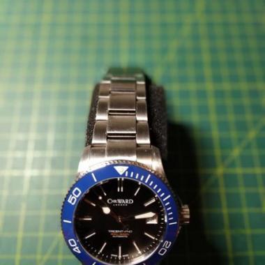 Trident Wave Logo - 38mm Christopher Ward C60 Trident Old Logo, Blue Ceramic Bezel