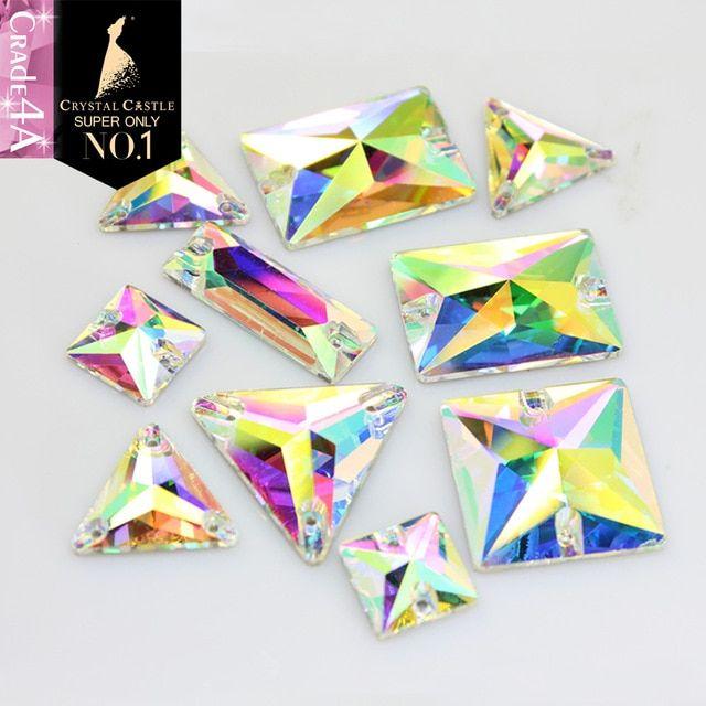 Square in Rectangle Triangle Clothing Logo - Crystal Castle 4A Glass Sew On Rhinestones Square Rectangle Triangle ...