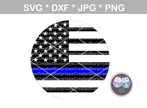 Thin Blue Circle Logo - Thin Blue Line Police Circle Flag Hero svg dxf png jpg digital | Etsy