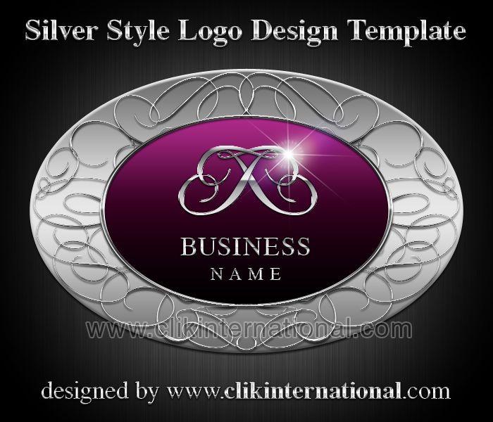Oval Shaped Logo - Silver Chrome Style Logo Design Template ‚Äì Oval Shape and Swirls