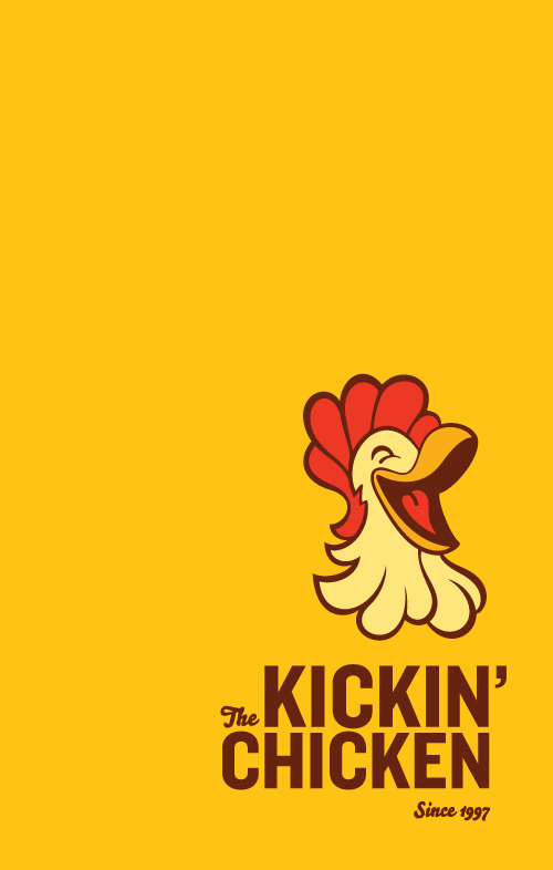 Gimme More Restaurant Logo - Art of the Menu: The Kickin' Chicken. branding. inspiration