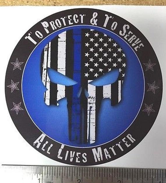 Thin Blue Circle Logo - Thin Blue Line Decal Punisher Skull Circle Support Police
