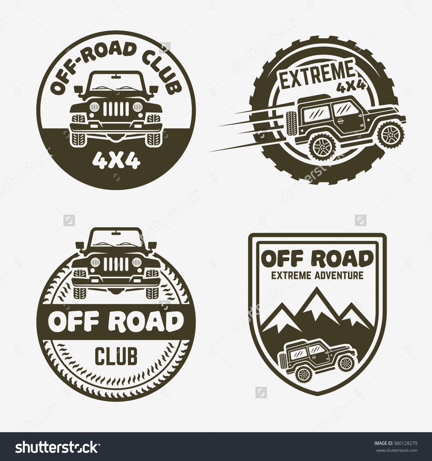 Off Brand Car Logo - Set of four off-road suv car or 4x4 extreme club monochrome labels ...