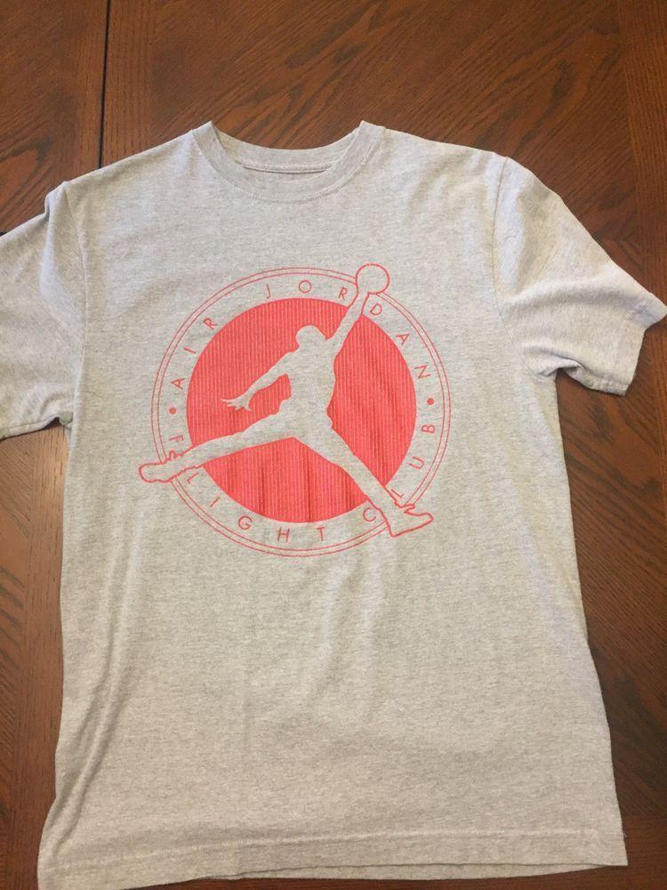 Air Jordan Flight Club Logo - Air Jordan Flight Club T-Shirt Mens Size Medium M Short Sleeve Gray ...
