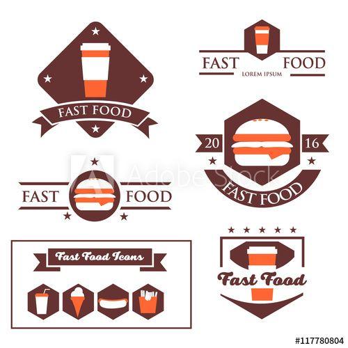 Vintage Fast Food Restaurant Logo - Set of vintage fast food restaurant signs, panel, insignias. Burger ...