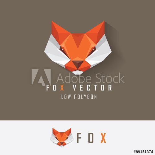Red Fox Head Logo - Low polygon style red fox head logo element for business visual